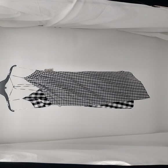 BP. Black White Mixed Check Gingham Sleeveless Wrap Dress Size Medium - Picture 6 of 14